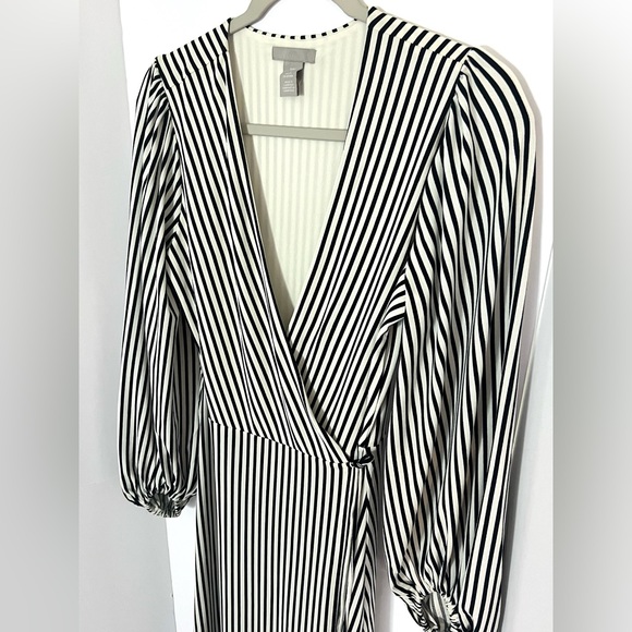 H&M striped midi wrap dress, with balloon sleeves, S - Picture 3 of 7